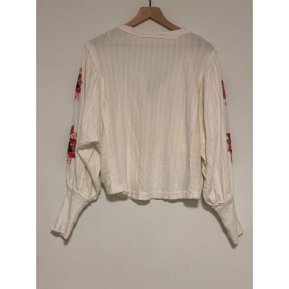 Free People Quinn Quilt Cuff Henley Top M - Picture 8 of 8